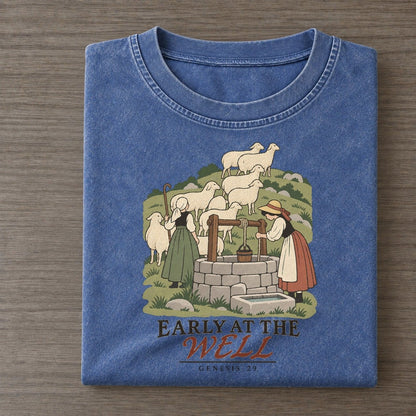 Early At The Well The Counting Gate Vintage T-shirt – Washed Blue