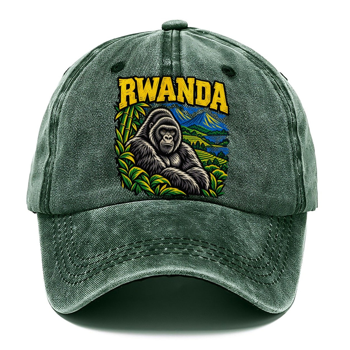 Rwanda Woodcut Badge Logo Classic Cap – Forest Mist