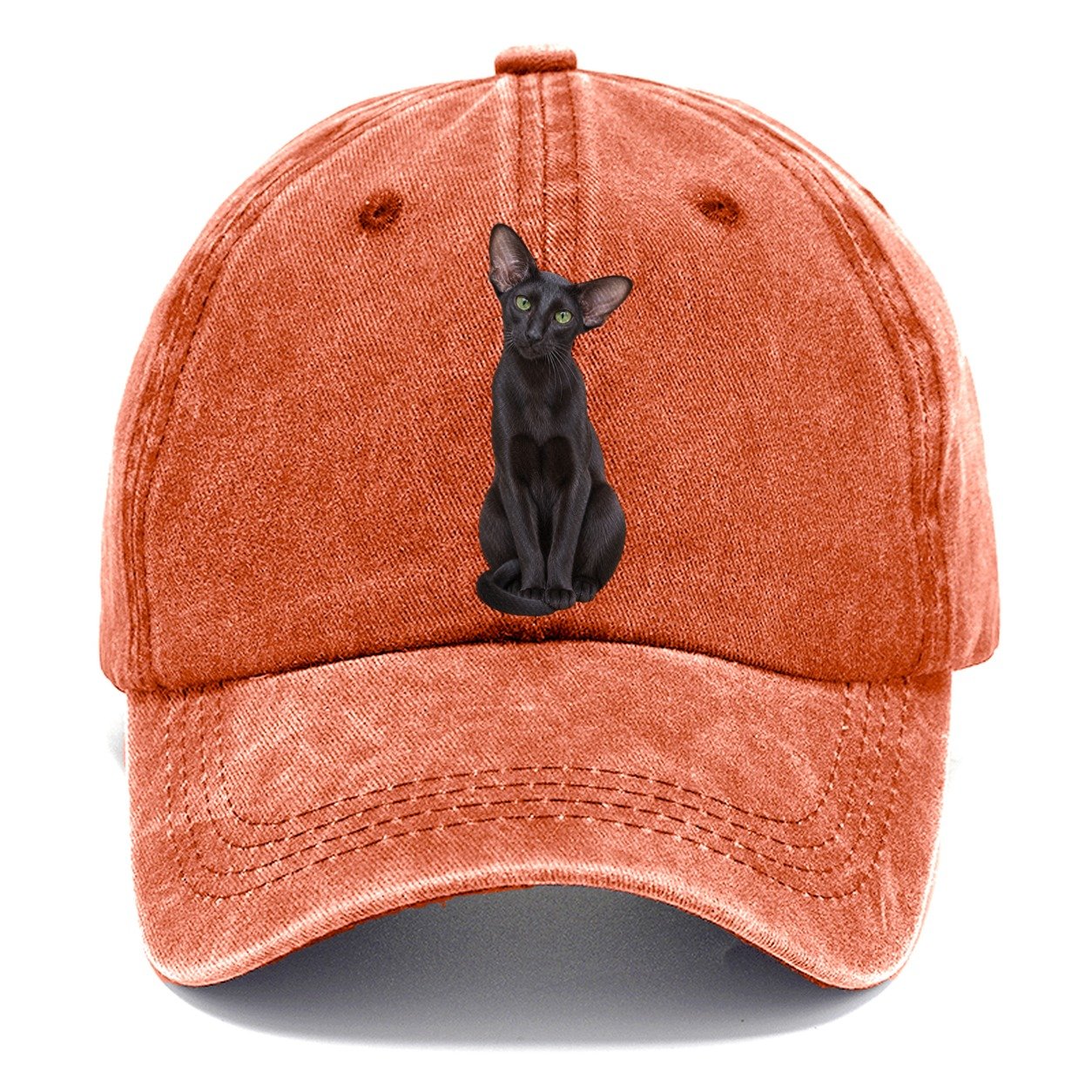 Oriental Shorthair Seated Portrait Realistic Cat Portrait Classic Cap – Terracotta Clay