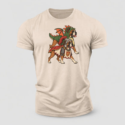 2 Boxers In Halloween Costumes Hdp 32 Parade Lineup Halloween Dog Parade Cotton T-Shirt – Sand