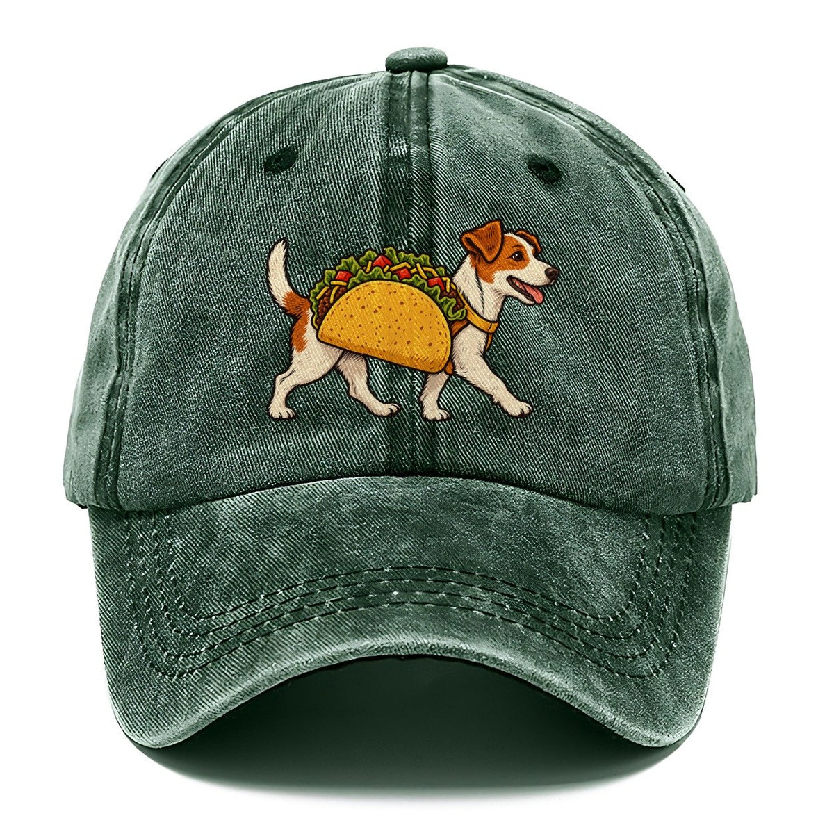 One Jack Russell Terrier In Halloween Costume Taco Costume With Lettuce And Tomato Felt Bits Halloween Dog Parade Classic Cap – Forest Mist