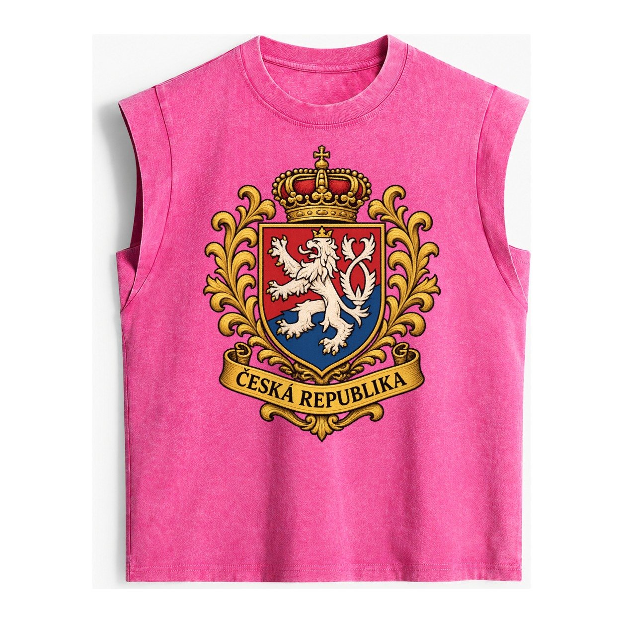 Czech Republic Lion Vintage Washed Tank – Pink