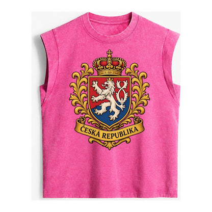 Czech Republic Lion Vintage Washed Tank – Pink