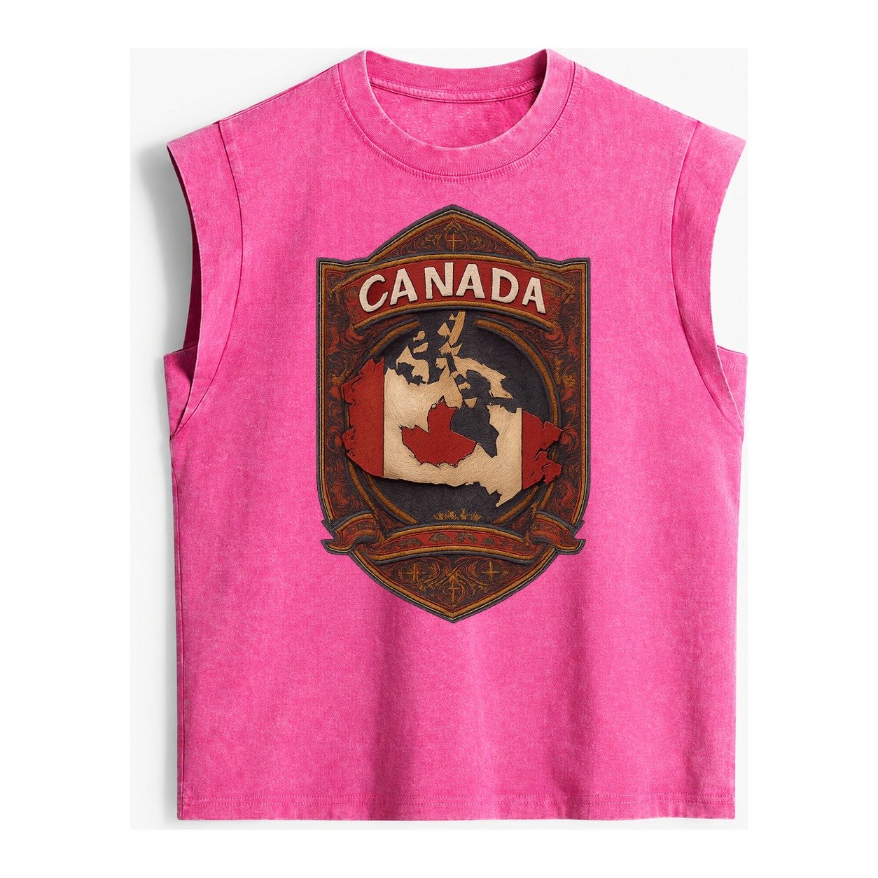 Canada Map Vintage Washed Tank – Pink