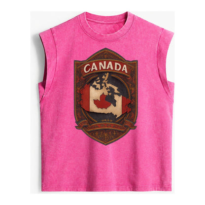 Canada Map Vintage Washed Tank – Pink