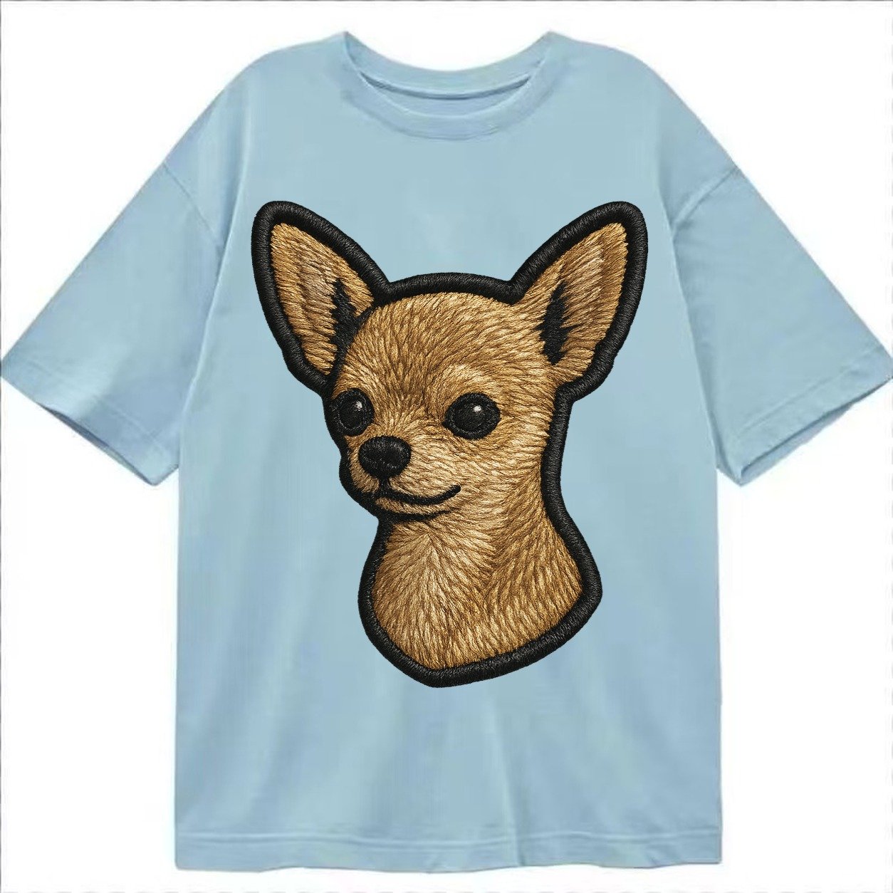 Chihuahua Front Facing Embroidered Portrait 78ceab Classic T-shirt – Light Blue