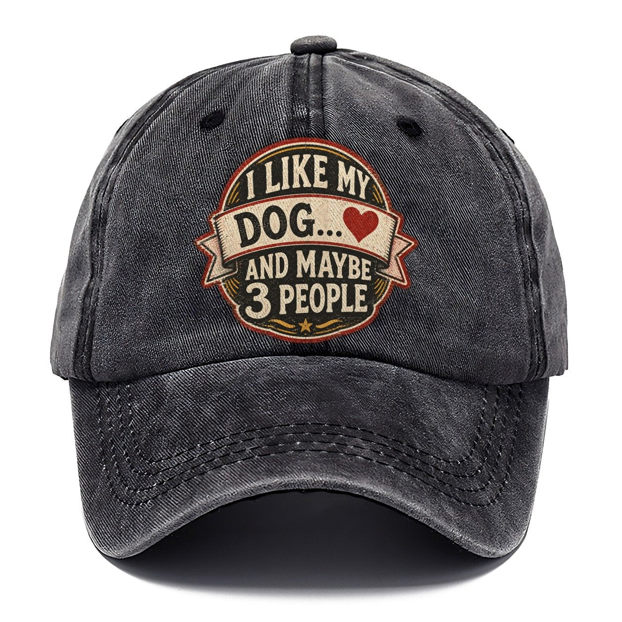 Dog and Maybe 3 People Vintage Badge Classic Cap – Graphite