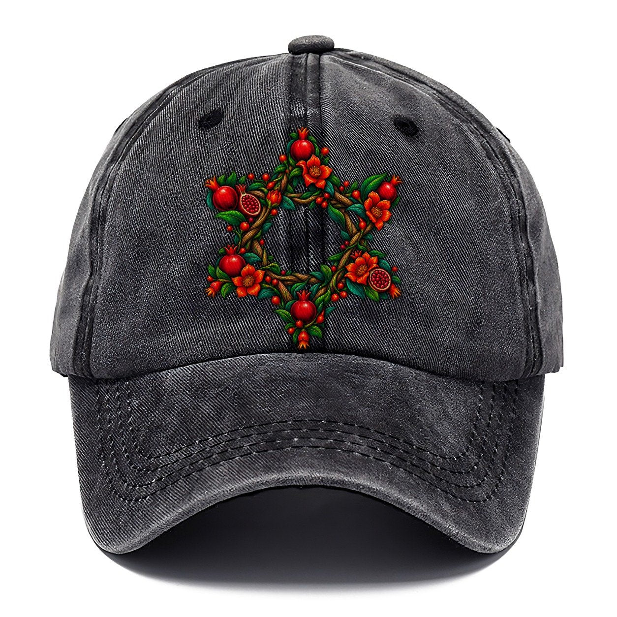Star Of David Floral Bloom Judaism Heritage Classic Cap – Graphite
