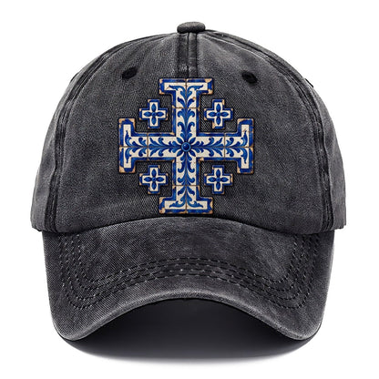 Blue And White Glazed Tile Jerusalem Cross Classic Cap – Graphite
