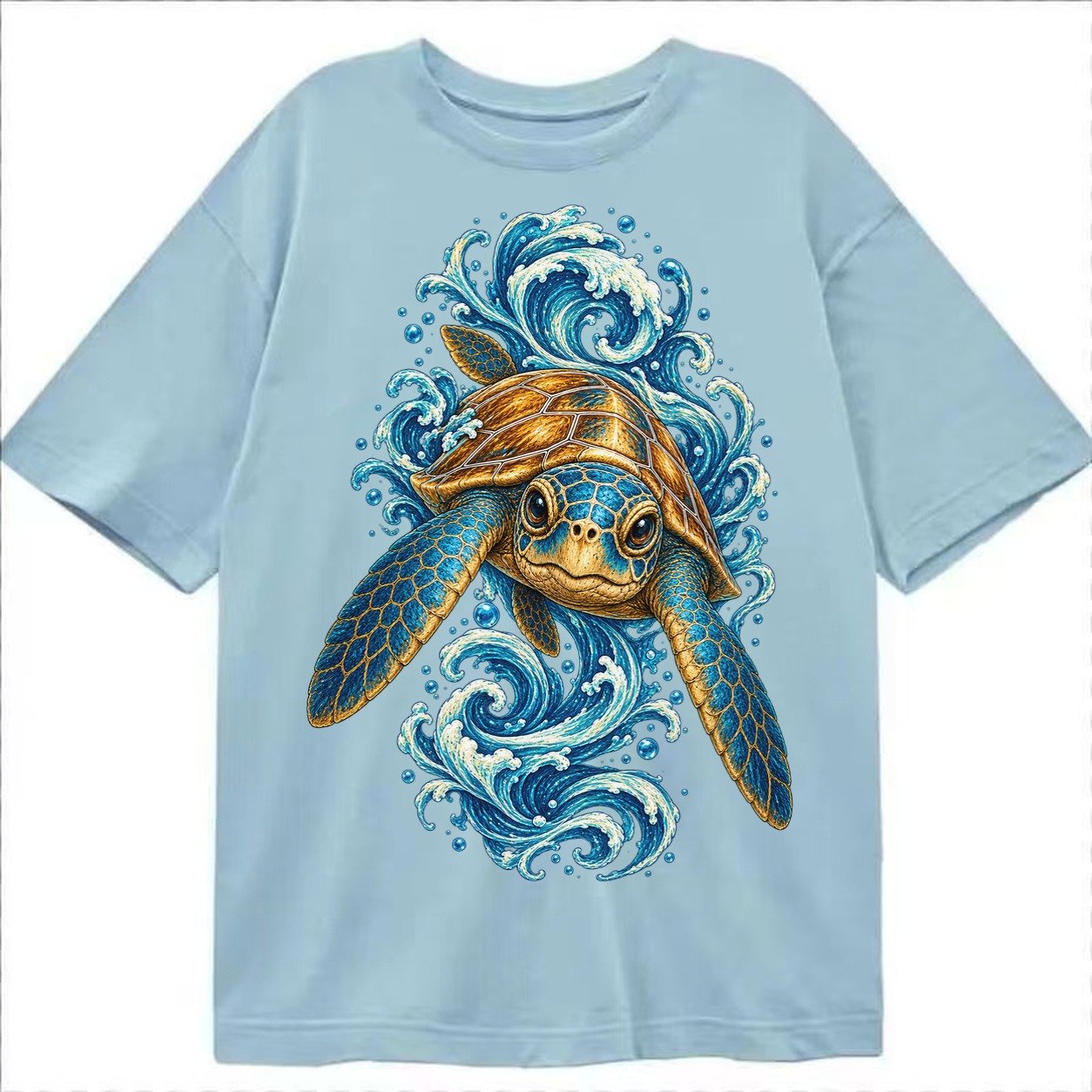 Ornate Sea Turtle Classic T-shirt – Light Blue
