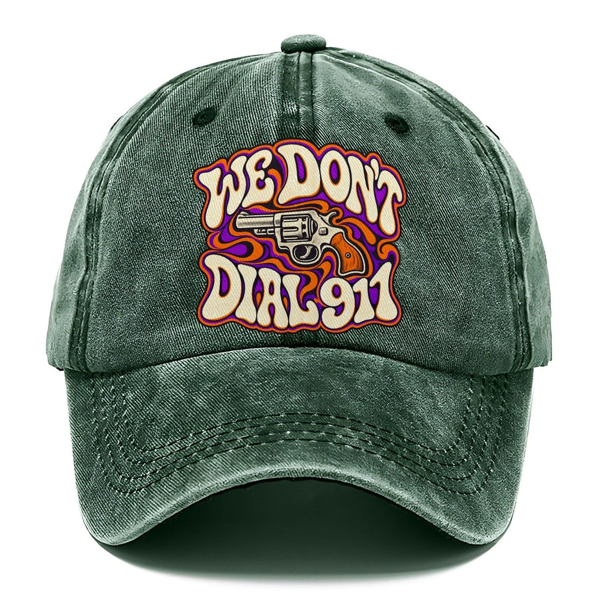Psychedelic Frontier We Don't Dial 911 Classic Cap – Forest Mist
