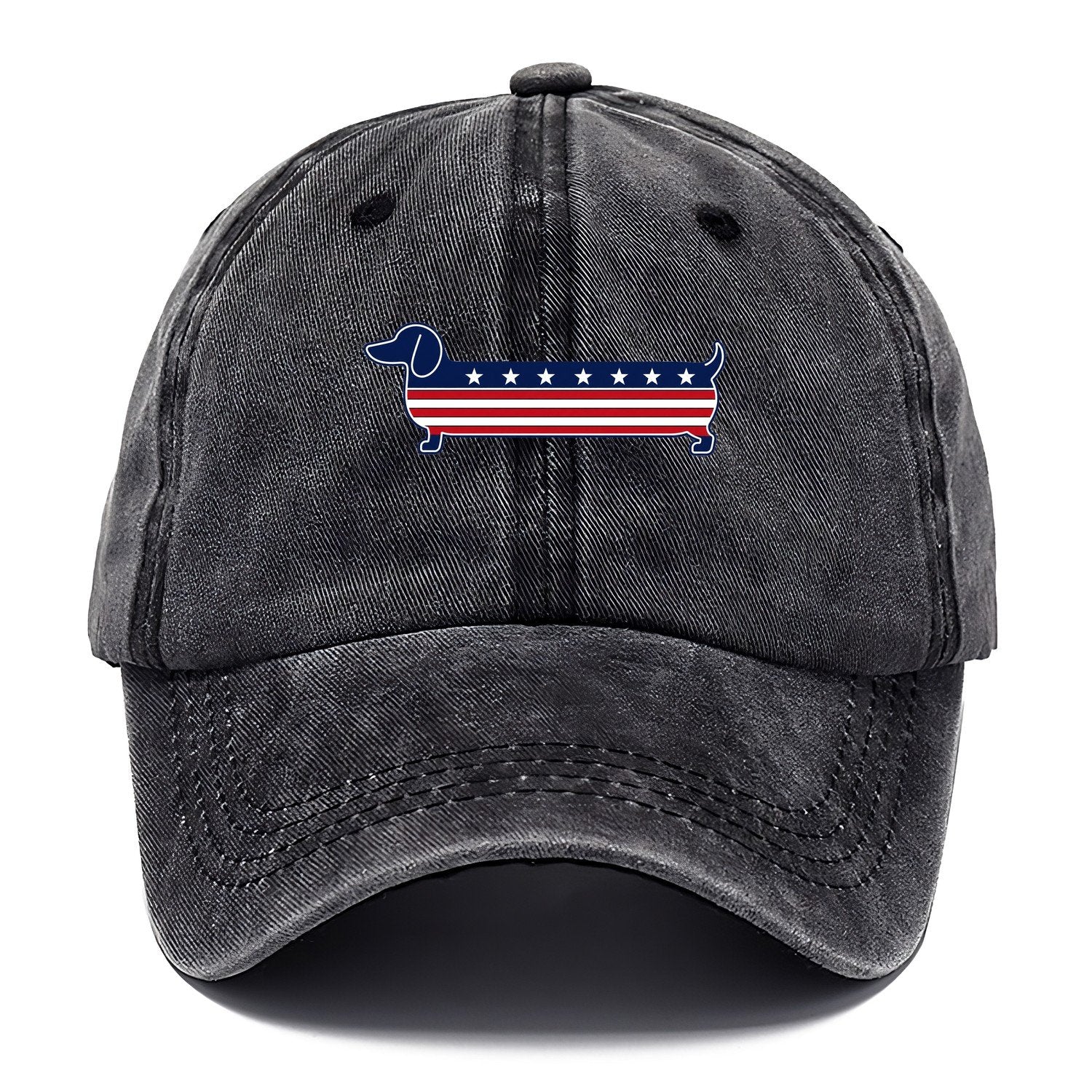 Patriotic Dachshund Flag Stripe Classic Cap – Graphite