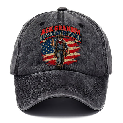 Ask Grandpa He S Done It Twice Old Man Strong Classic Cap – Graphite