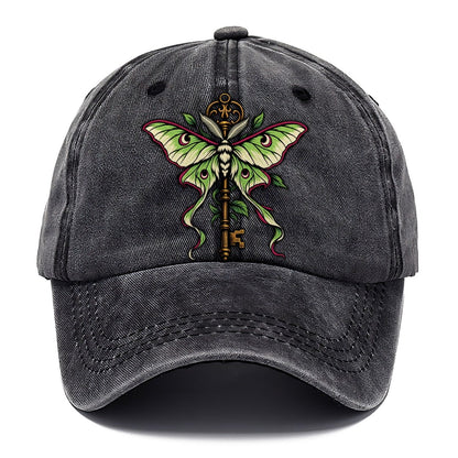 Luna Moth Over An Iron Key Witch Magic Classic Cap – Graphite