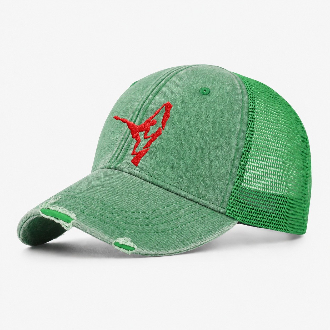 Rock Climber Flag Move Micro Motion Mark Washed Trucker Hat – Ink Green