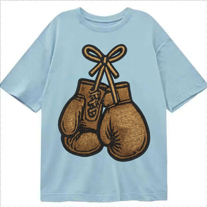 Boxing Gloves Vintage Leather Boxing Gloves With Laces Cross Classic T-shirt – Light Blue