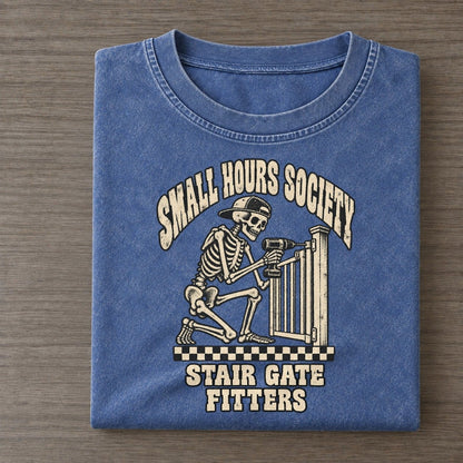 Gate Builder Small Hours Society Vintage T-shirt – Washed Blue
