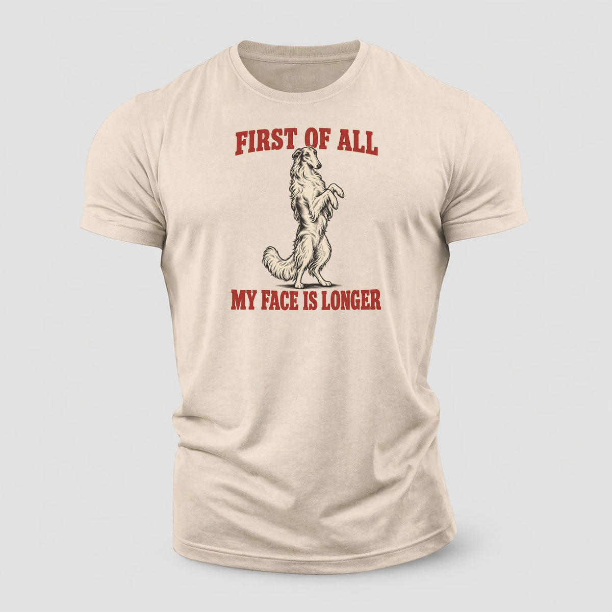Borzoi Dog Declarations Cotton T-Shirt – Sand