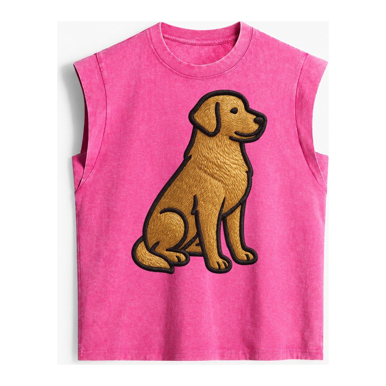 Golden Retriever Contemporary Geometri Vintage Washed Tank – Pink