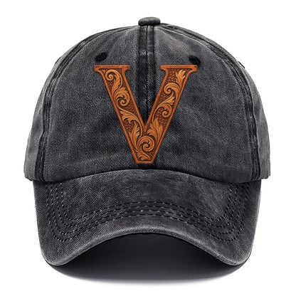 Tooled Leather V Monogram Classic Cap – Graphite