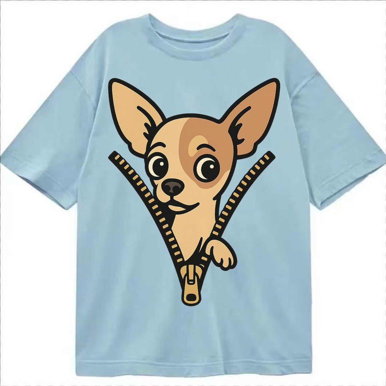 Chihuahua Apple Head Large Pointed Ears Big Round Eyes Tiny Classic T-shirt – Light Blue