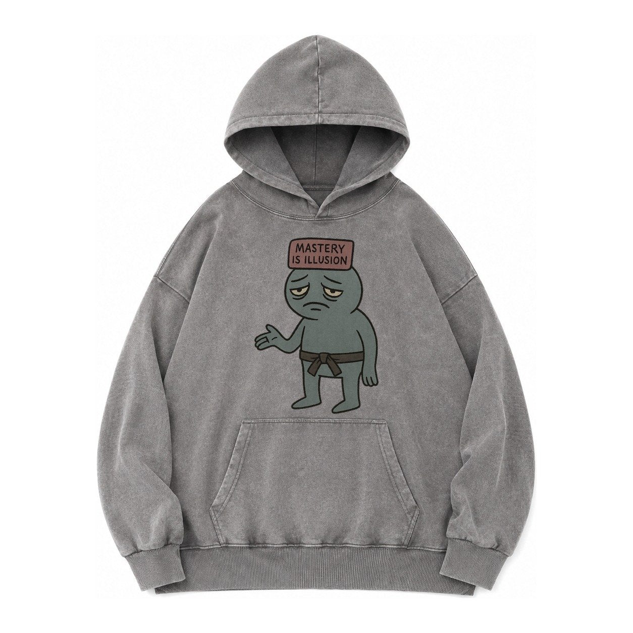 Black Pug Charming Companion Vintage Washed Hoodie – Grey