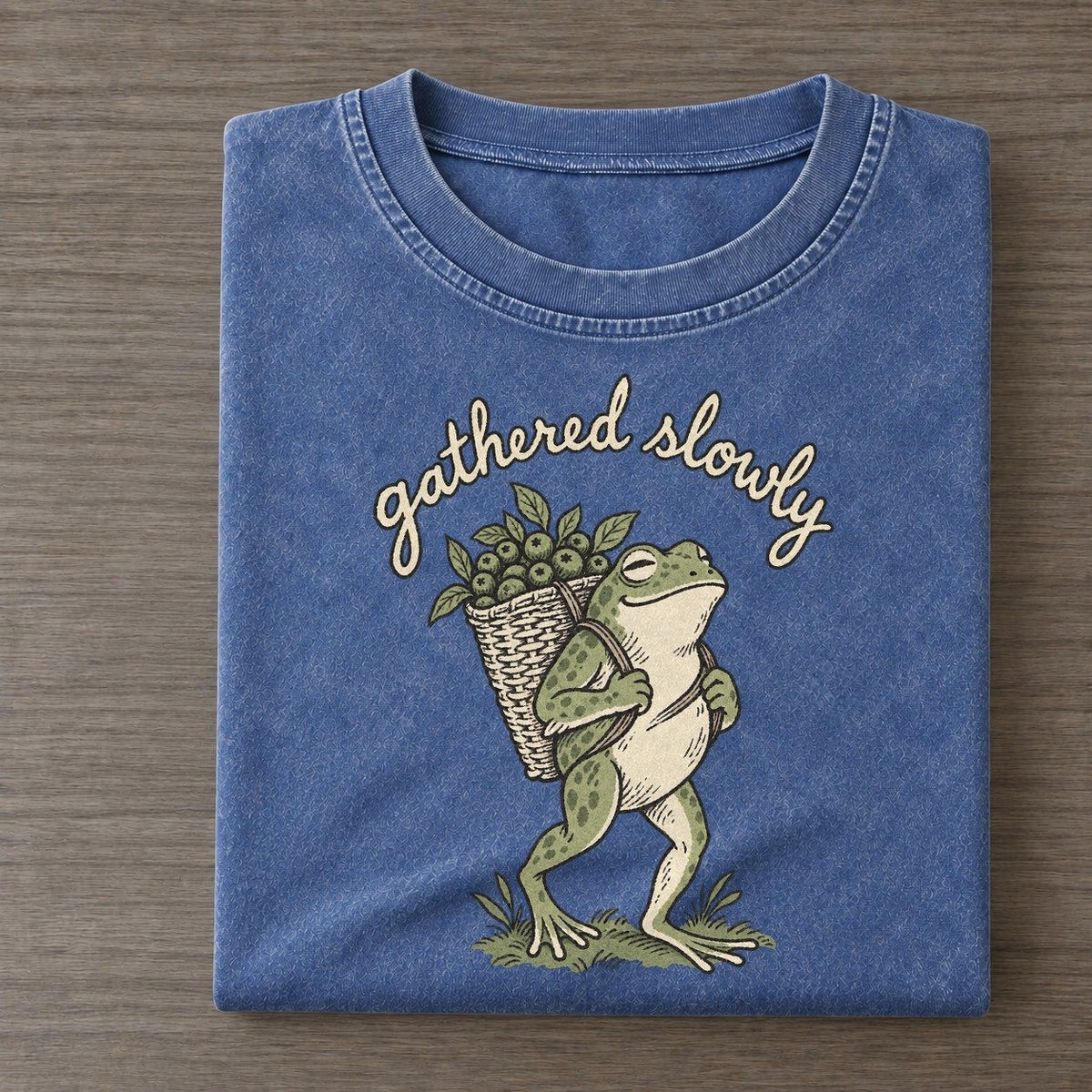 Berry Basket Pond Folk Vintage T-shirt – Washed Blue