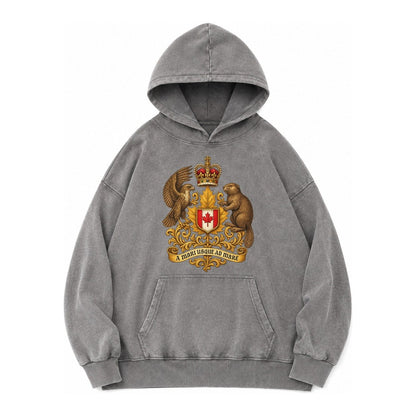 Canada Heritage Maple Badge Vintage Washed Hoodie – Grey