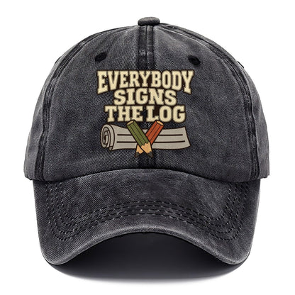 Everybody Signs The Log Geocaching Classic Cap – Graphite