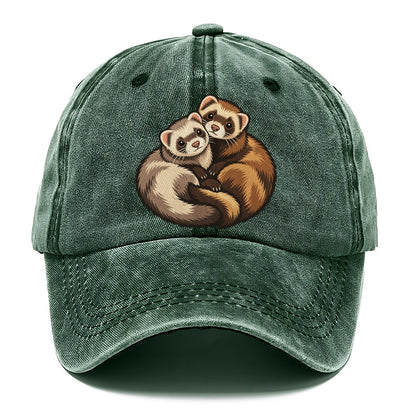 Ferret Pair Curl Small Pet Logos Classic Cap – Forest Mist