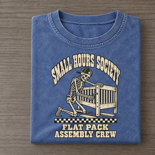 Flat Pack Small Hours Society Vintage T-shirt – Washed Blue