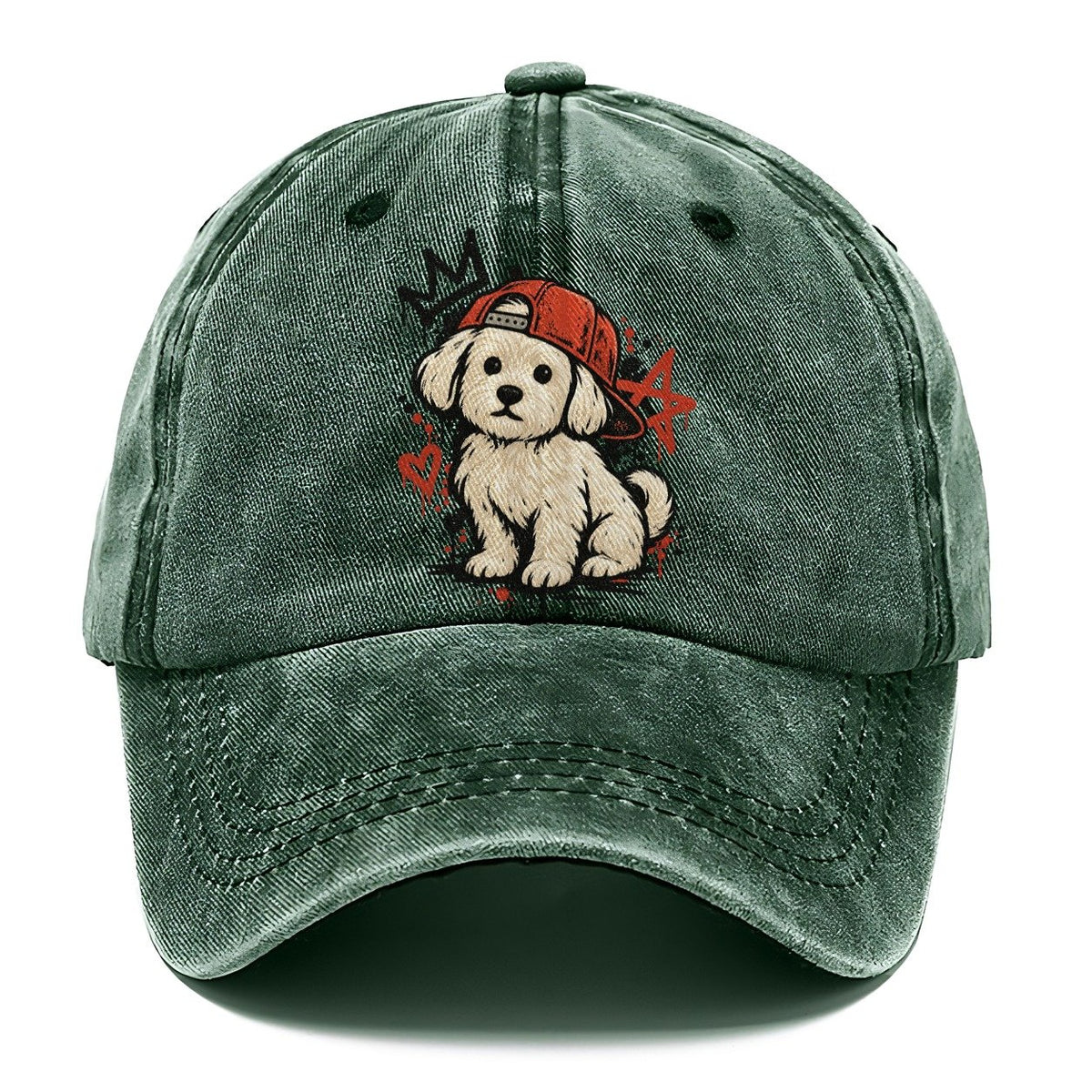 Graffiti Puppy Red Classic Cap – Forest Mist