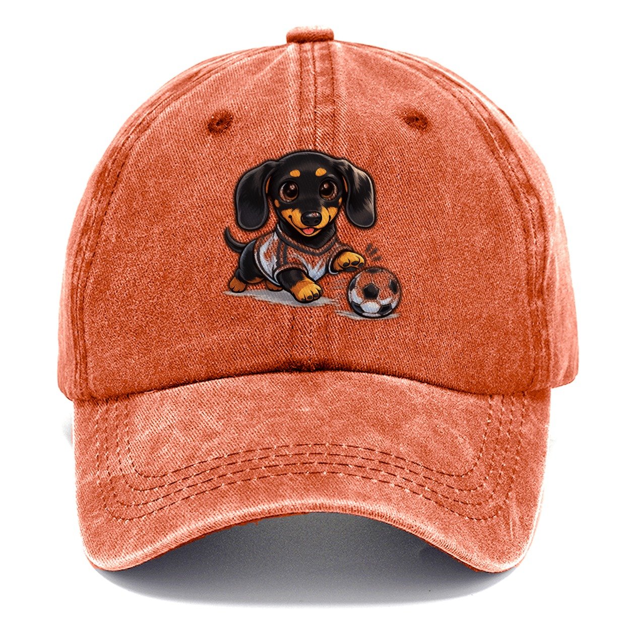 Dachshund Kicking Soccer Ball Classic Cap – Terracotta Clay