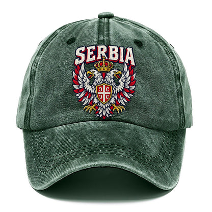 Serbia Retro Badge Woodcut Classic Cap – Forest Mist