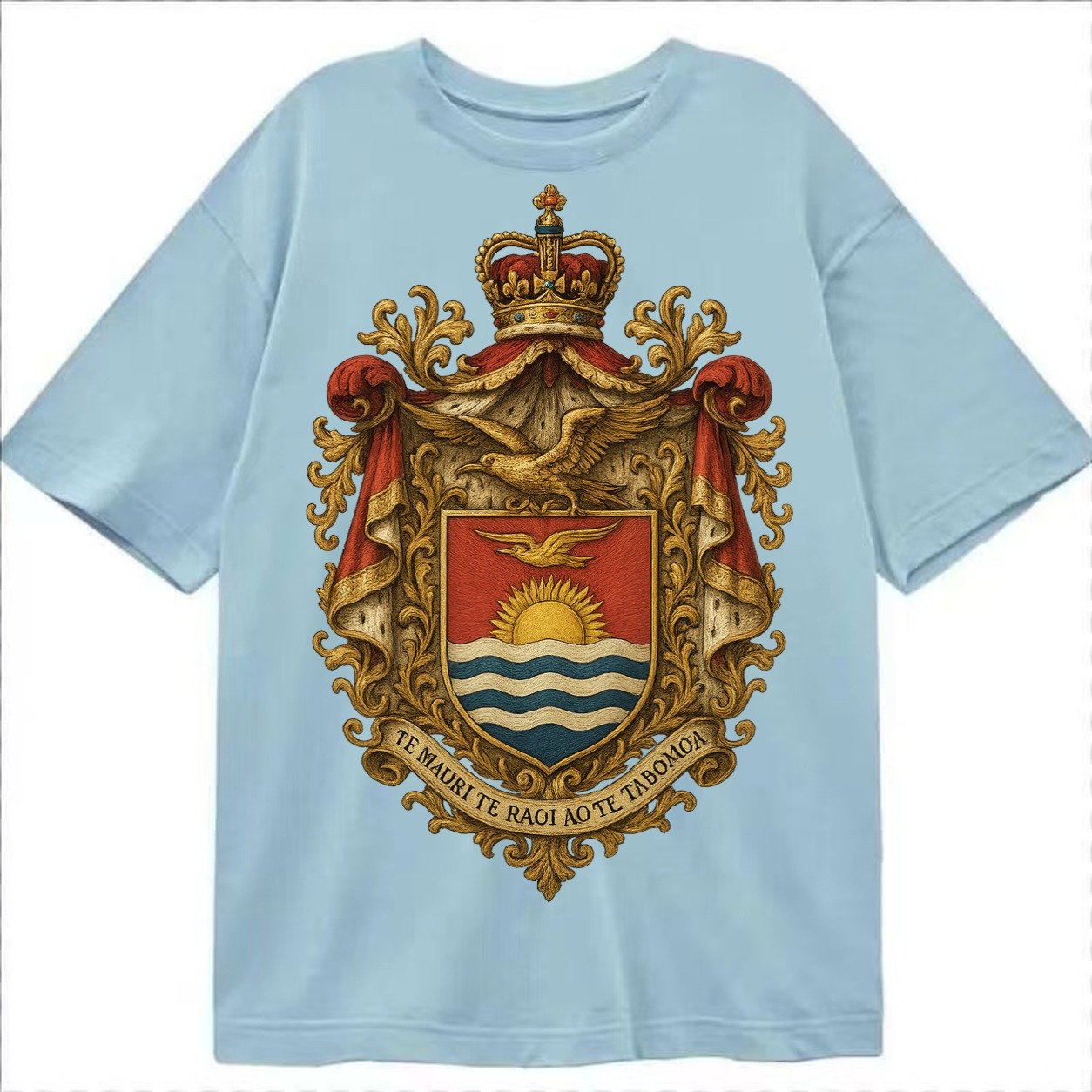 Golden Peace Embroidered Classic T-shirt – Light Blue