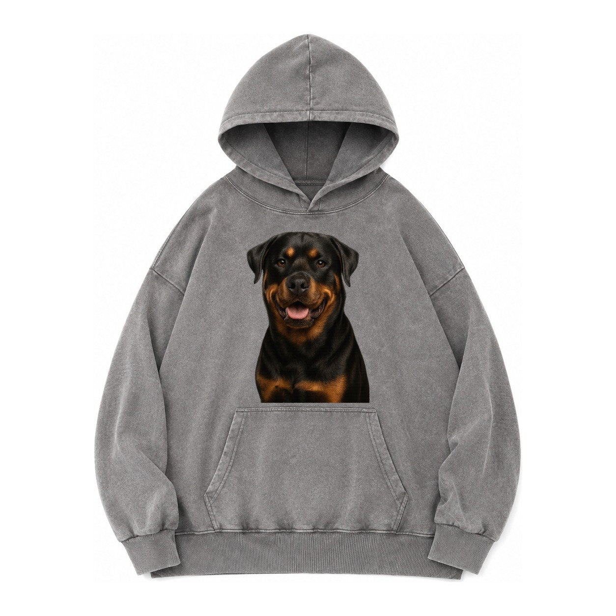 Rottweiler Powerful Guardian Vintage Washed Hoodie – Grey