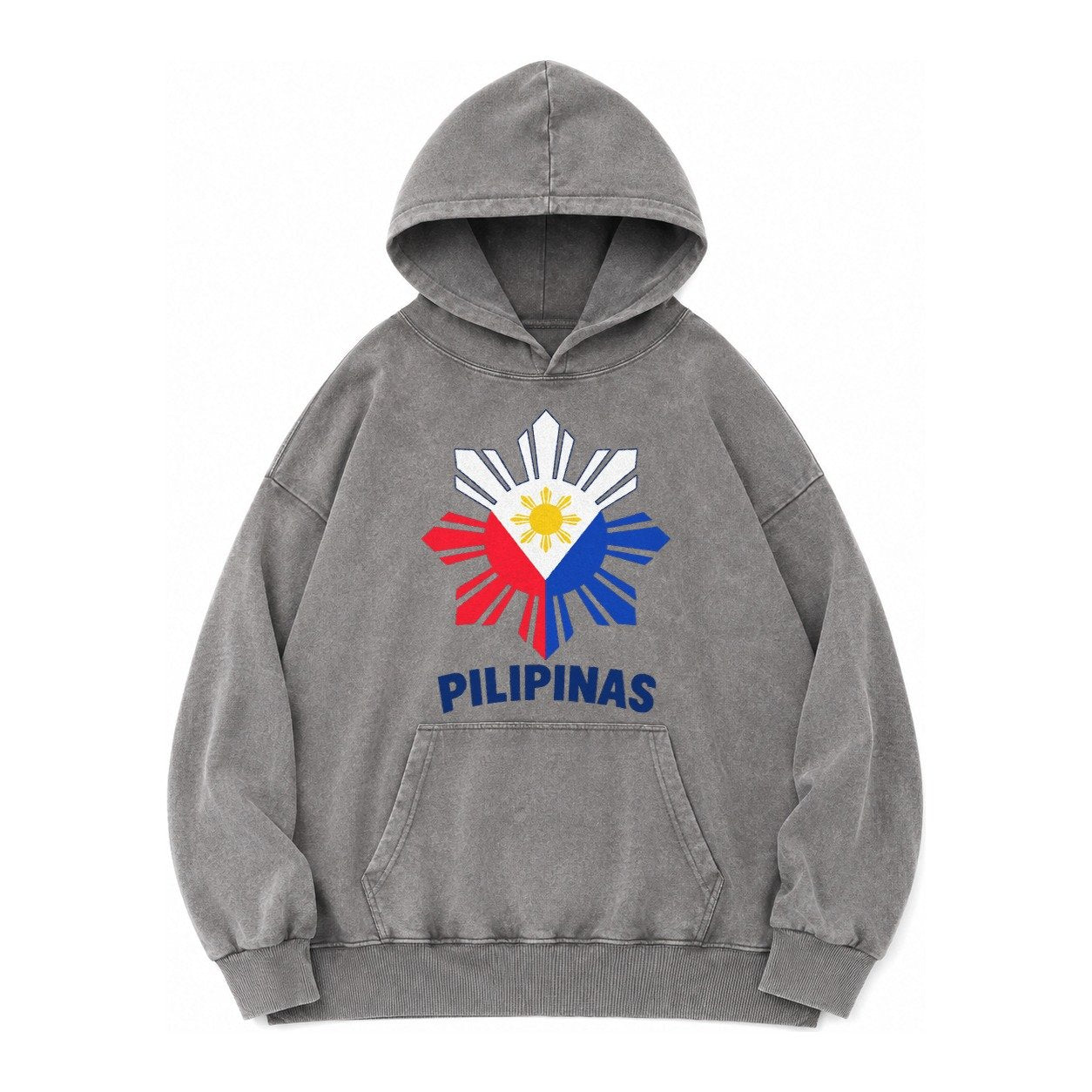 Philippines Sun Stars Vintage Washed Hoodie – Grey