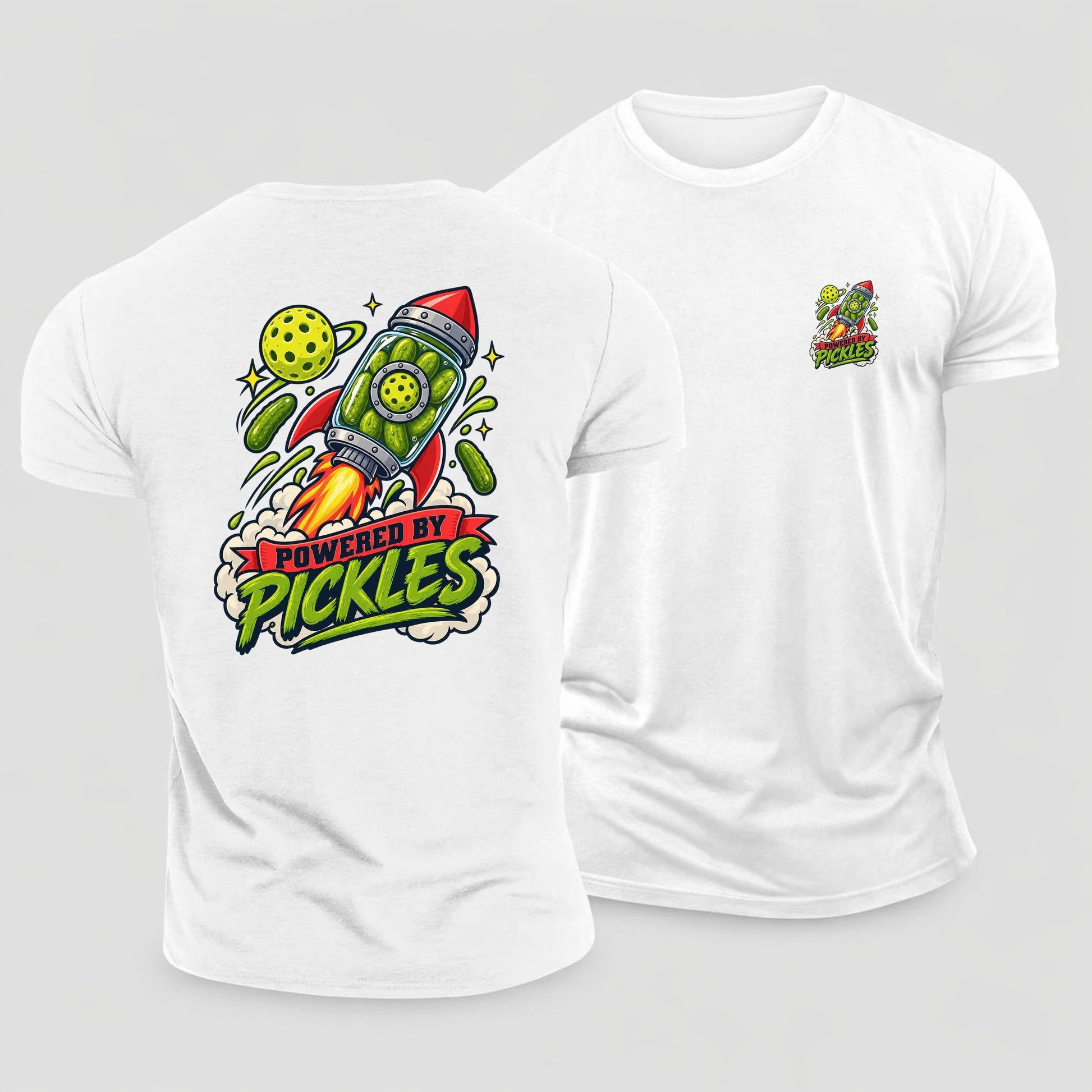 Powered By Pickles Pickleball Life Cotton T-Shirt – White