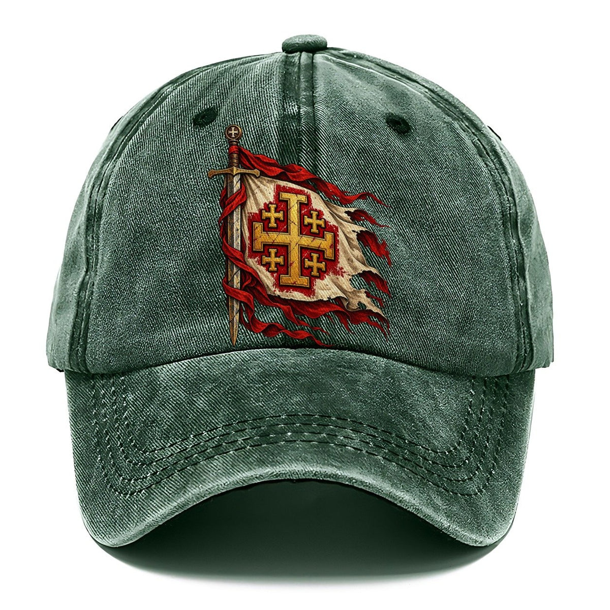 Crusader Heraldry Jerusalem Cross Shield Classic Cap – Forest Mist