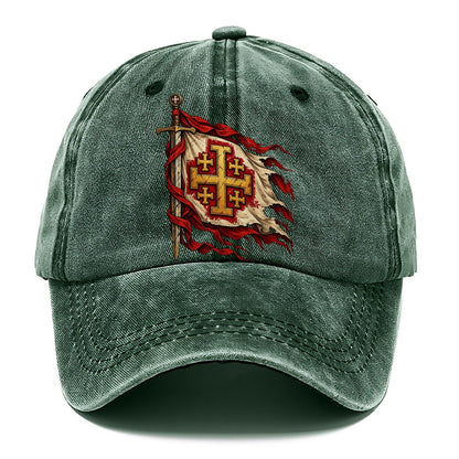 Crusader Heraldry Jerusalem Cross Shield Classic Cap – Forest Mist