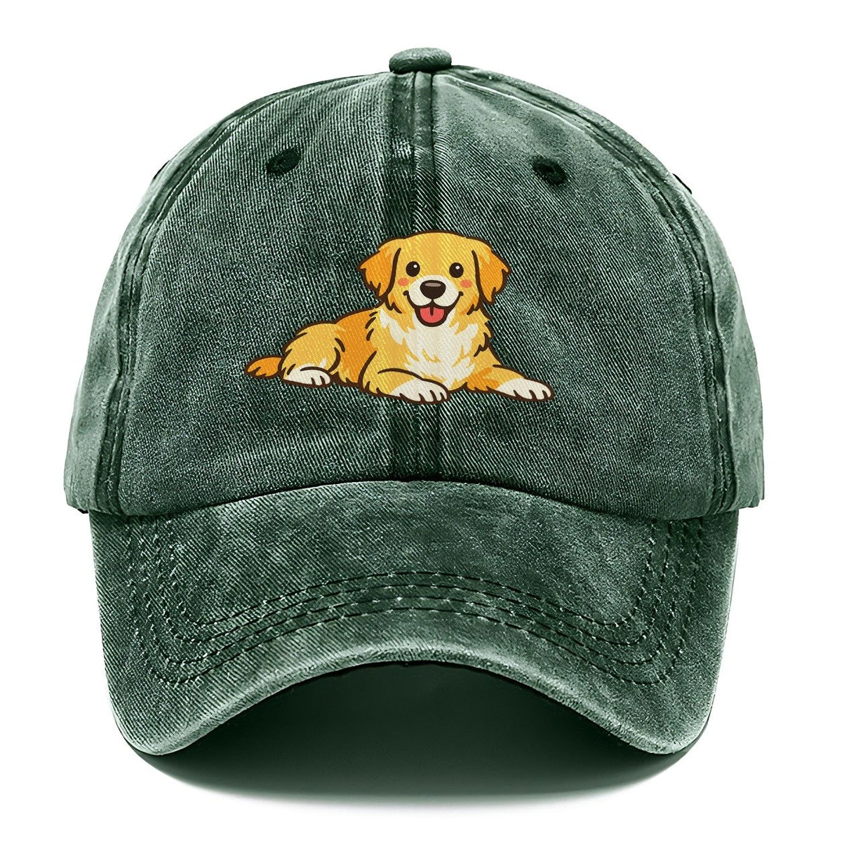 Smiling Golden Retriever Puppy Classic Cap – Forest Mist