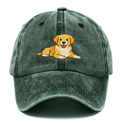 Smiling Golden Retriever Puppy Classic Cap – Forest Mist