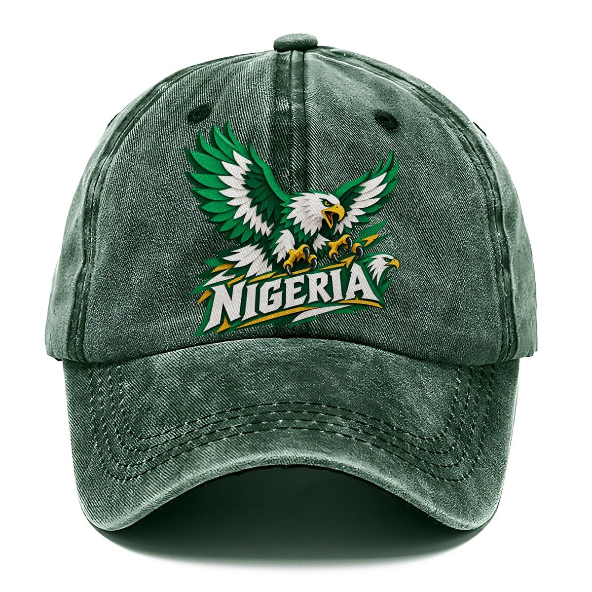 Nigeria Cut-Paper Retro Badge Classic Cap – Forest Mist