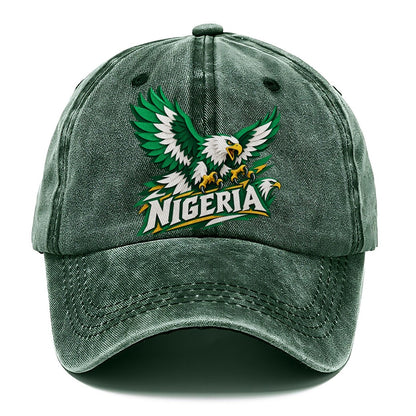 Nigeria Cut-Paper Retro Badge Classic Cap – Forest Mist