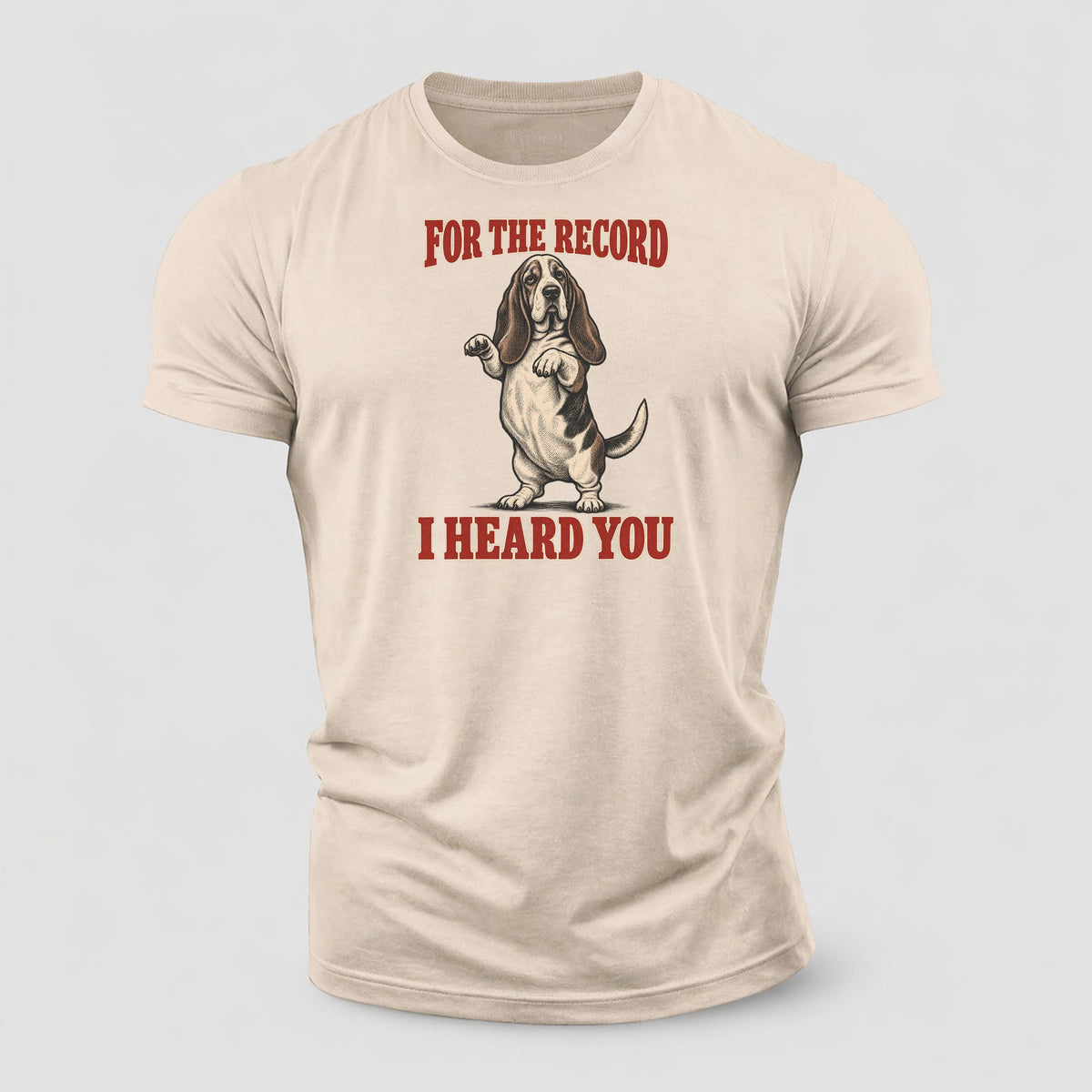 Basset Hound Dog Declarations Cotton T-Shirt – Sand