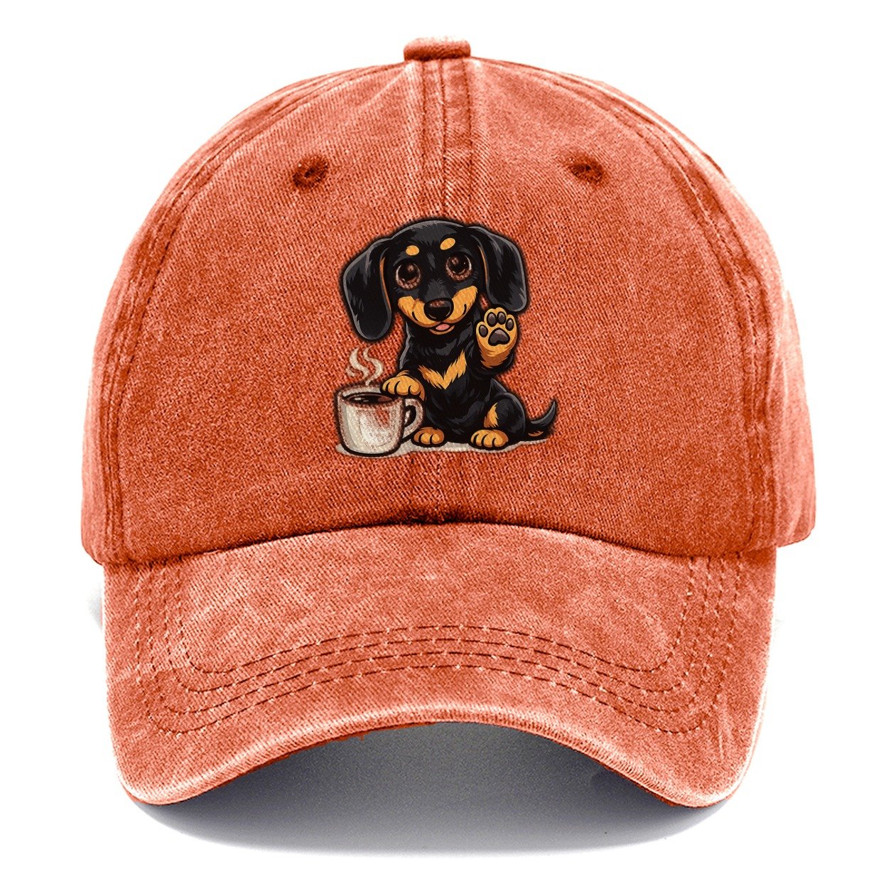 Dachshund Guarding Morning Coffee Classic Cap – Terracotta Clay