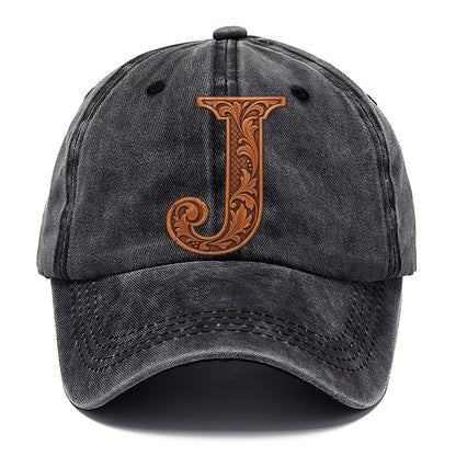 Tooled Leather J Monogram Classic Cap – Graphite