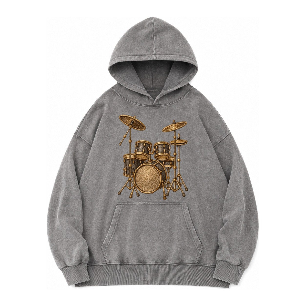 Drum Kit Vintage Washed Hoodie – Grey