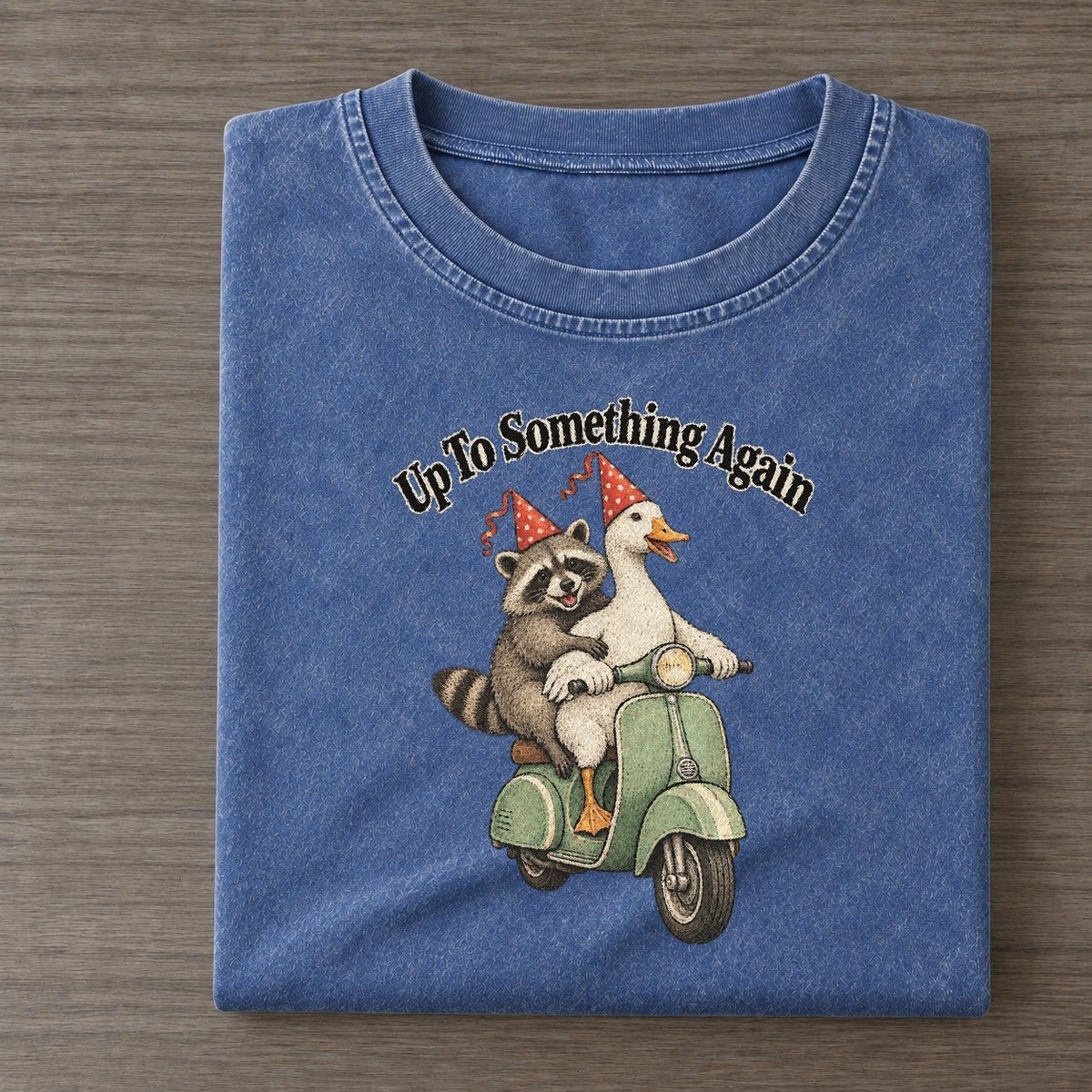 Up To Something Again Kerfuffle Club Vintage T-shirt – Washed Blue