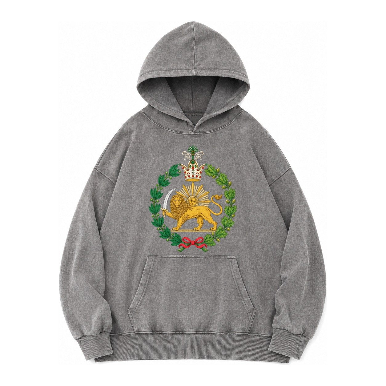 Iran Lion Vintage Washed Hoodie – Grey